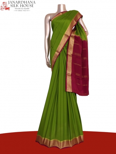 Pure Contrast Mysore Crepe Silk Saree